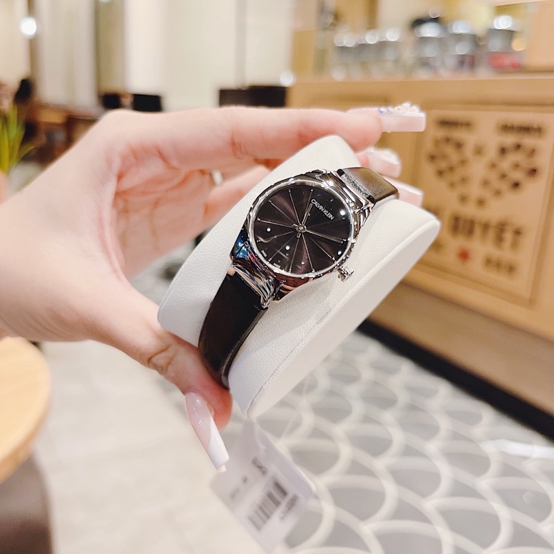 Đồng Hồ Nữ Calvin Klein- Mặt 24mm- Dây Da Đen