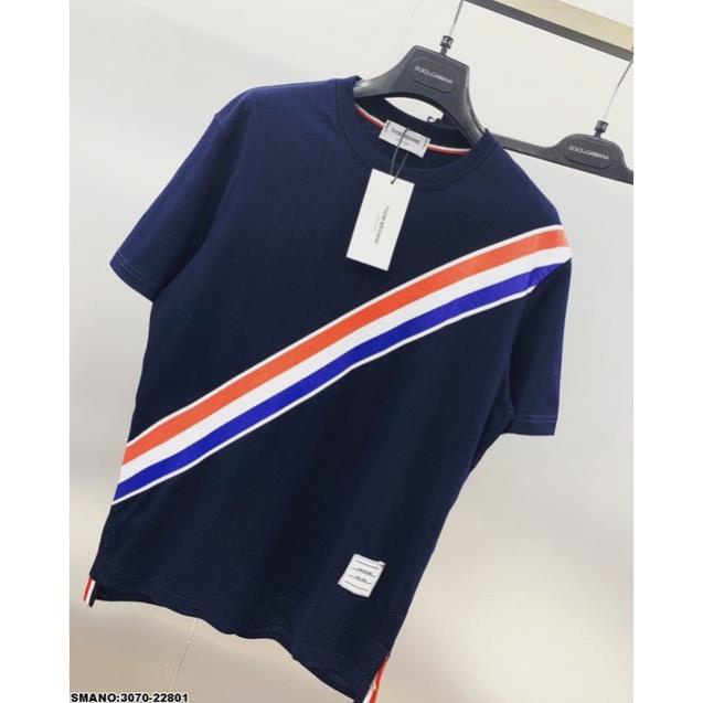 [Ảnh Thật] Áo thun nam kẻ sọc chéo đỏ xanh cao cấp - Áo Phông Thome Nam