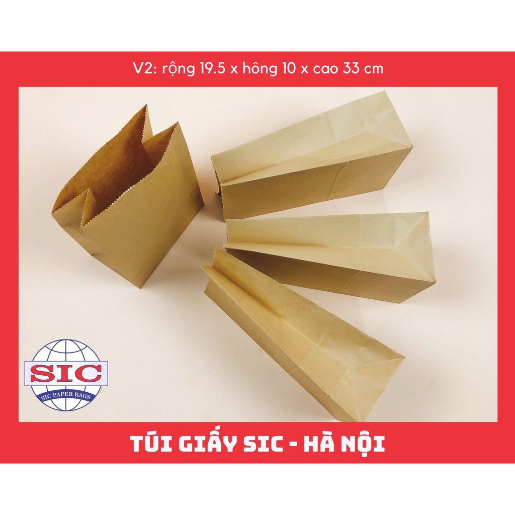 [SET 10 CHIẾC] TÚI GIẤY KRAFT V2: 19.5X10X33 KHÔNG QUAI ( ẢNH THẬT)