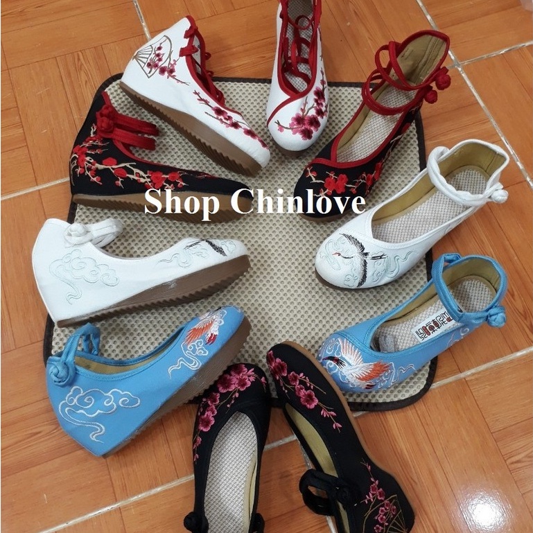 Giày thêu trung hoa nữ 5cm - Giày cổ trang trung quốc nhiều mẫu có sẵn