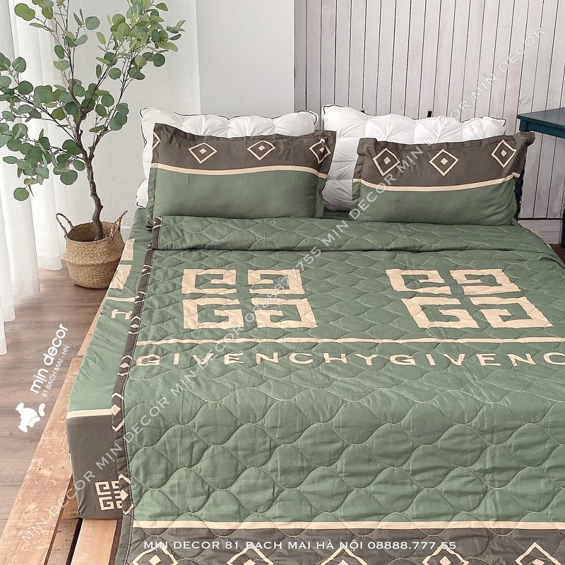 Set 5 Món GYVENCHY Chăn Ga gối Poly Cotton