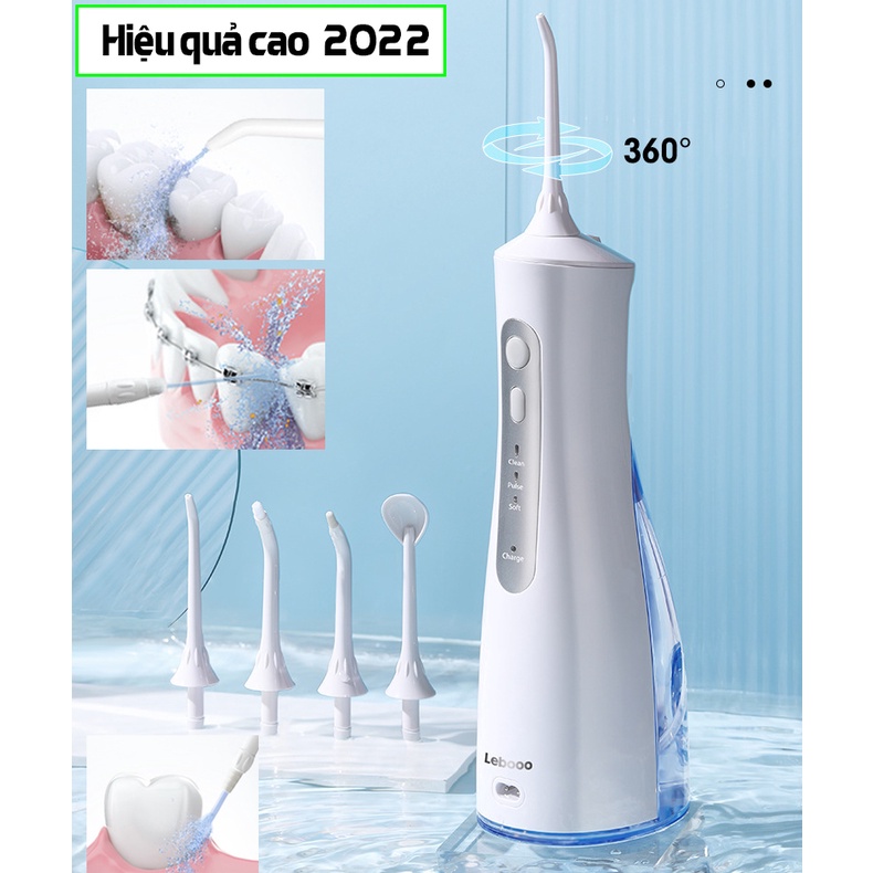 Máy tăm nước nha khoa thiết kế hiện đại dung tích bình chứa 200ml, dung lượng pin lớn 1400mAh