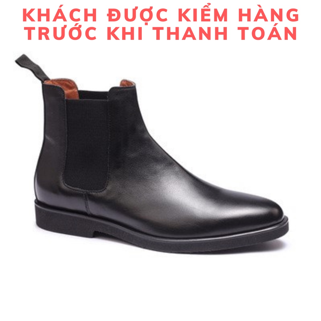 Giày thời trang nam Chelsea boots da bò nguyên tấm tăng 3.5cm chiều cao | BigBuy360 - bigbuy360.vn