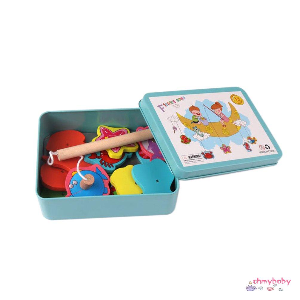 【OMB】 Outdoor Toys Fishing Pool Electric Magnetic Ocean Wood Fishing Toy Rod  Set