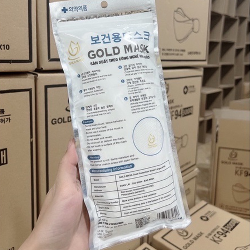 Combo khẩu trang kf94 Gold Mask tiêu chuẩn Hàn Quốc kháng khuẩn chống bụi mịn