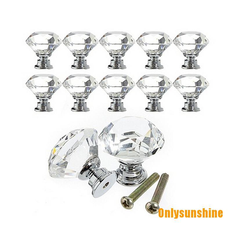 Set 10 Tay Nắm Cửa / Ngăn Kéo Hình Viên Kim Cương 30mm