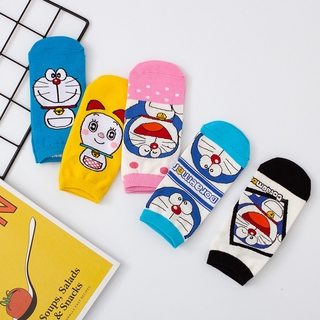 Tất Cotton Cổ Ngắn In Hình Doraemon Đáng Yêu
