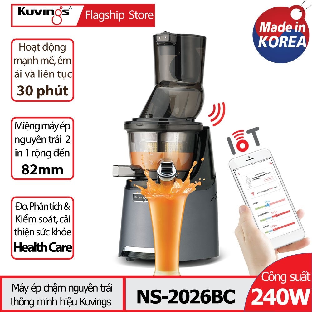 Máy ép trái cây tốc độ chậm thông minh Kuvings NS-2026BC  Màu xám - Hàng chính hãng