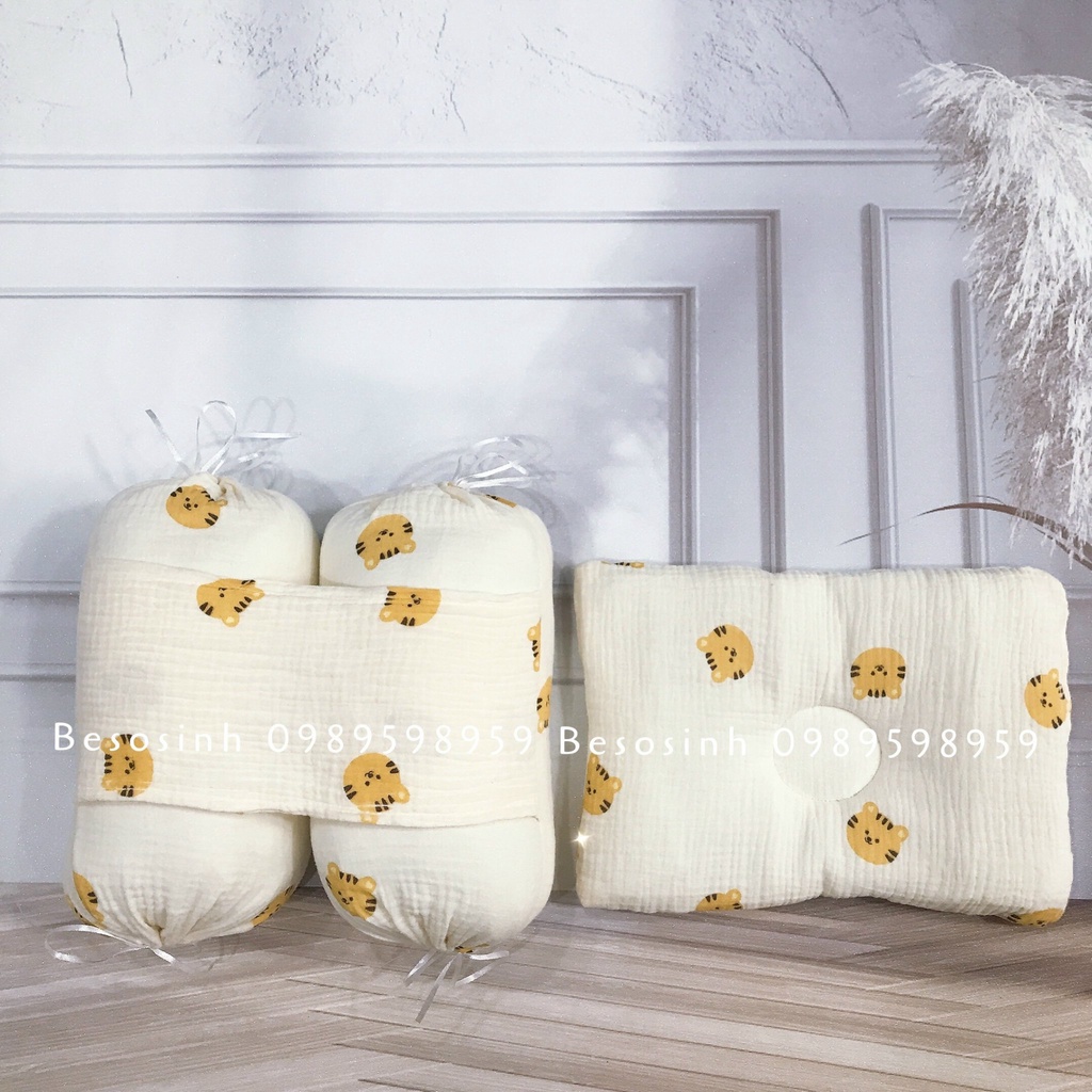 Full set hổ vàng hot trend 2024 xô muslin chăn- chăn ủ- khăn tắm- khăn Xô
