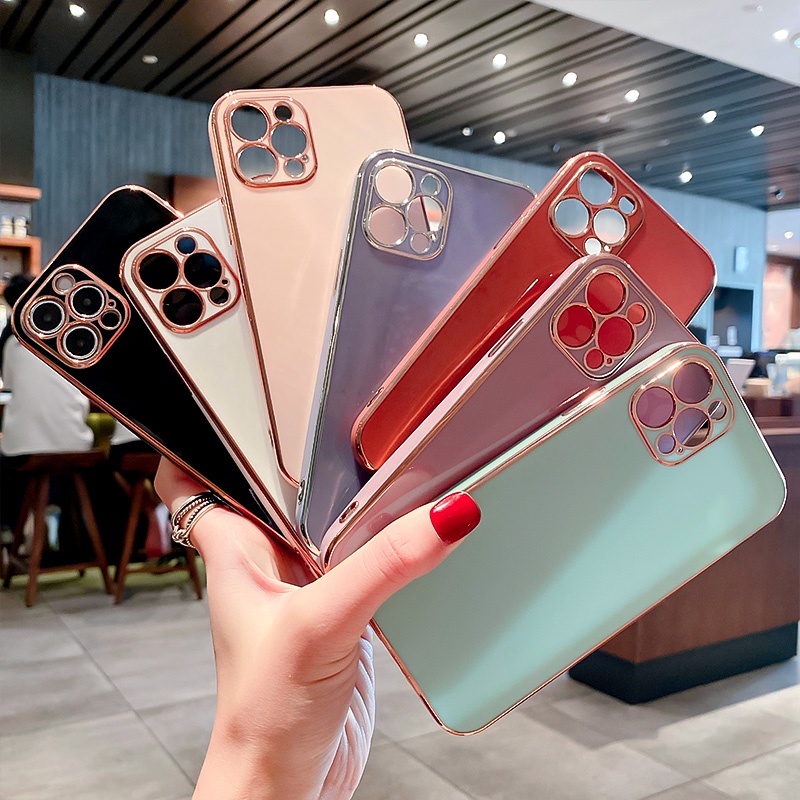 Ốp Điện Thoại TPU Mạ Màu Cho iPhone 13 11 pro Max X XS Max 7 / 8 Plus