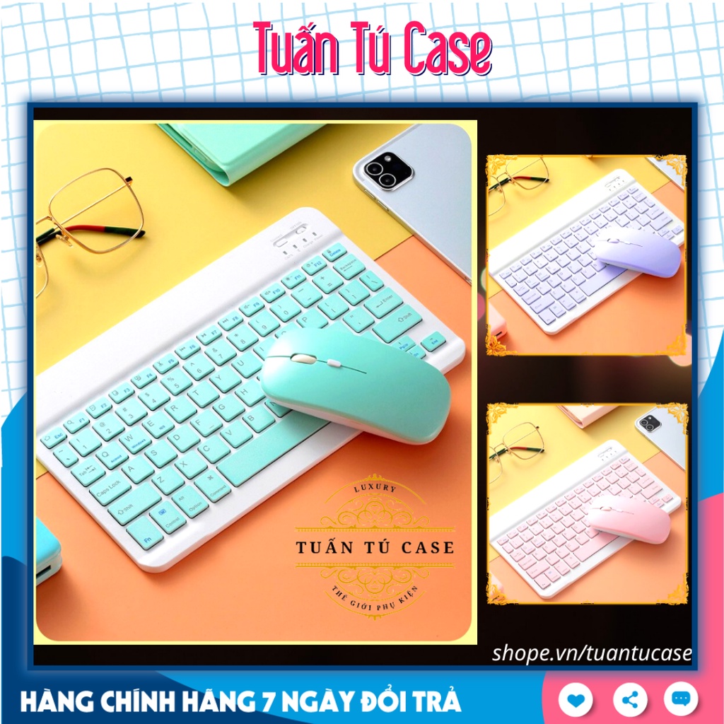 Combo bàn phím &amp; chuột không dây bluetooth nhiều màu sắc nhỏ gọn cho điện thoại máy tính bảng ipad laptop macbook tivi