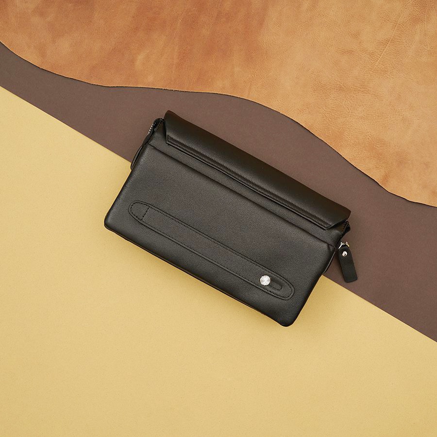 Ví Nam Cầm Tay LAFORCE Nắp Gập Da Trơn VCTLA9029-D Tặng Tất Nam Cao Cấp