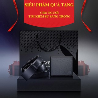 Combo bộ quà tặng thắt lưng + ví da nam (có túi hộp đi kèm phù hợp làm quà tặng)