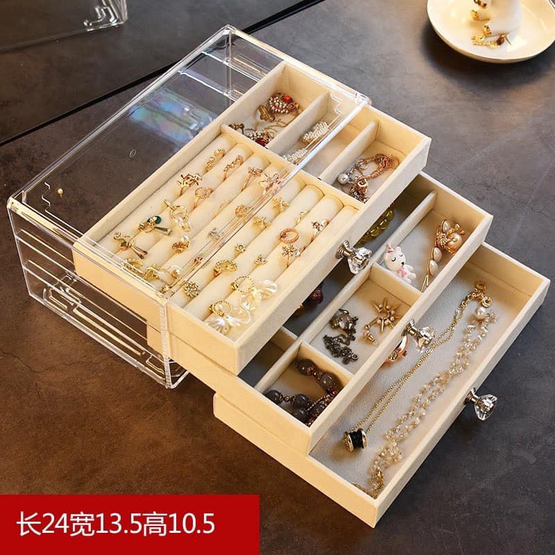 HỘP 3 NGĂN KÉO MIX KHAY ĐỰNG ĐỒ TRANG SỨC KÈM KHAY SON MĨ PHẨM