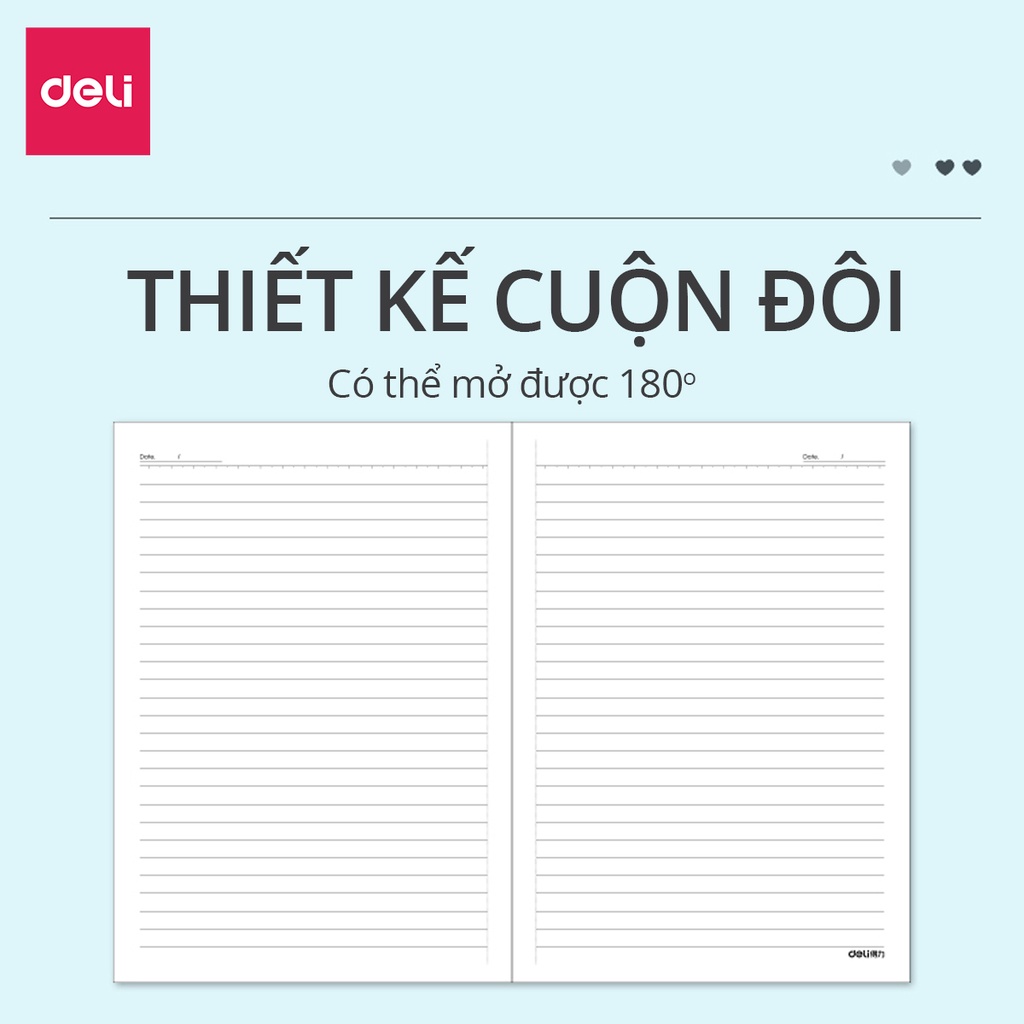 Sổ tay ghi chép gáy lò xo A5 B5 60 trang hình lâu đài vòng quay mặt trời Deli - Kẻ ngang - Màu ngẫu nhiên - LA560/LB560