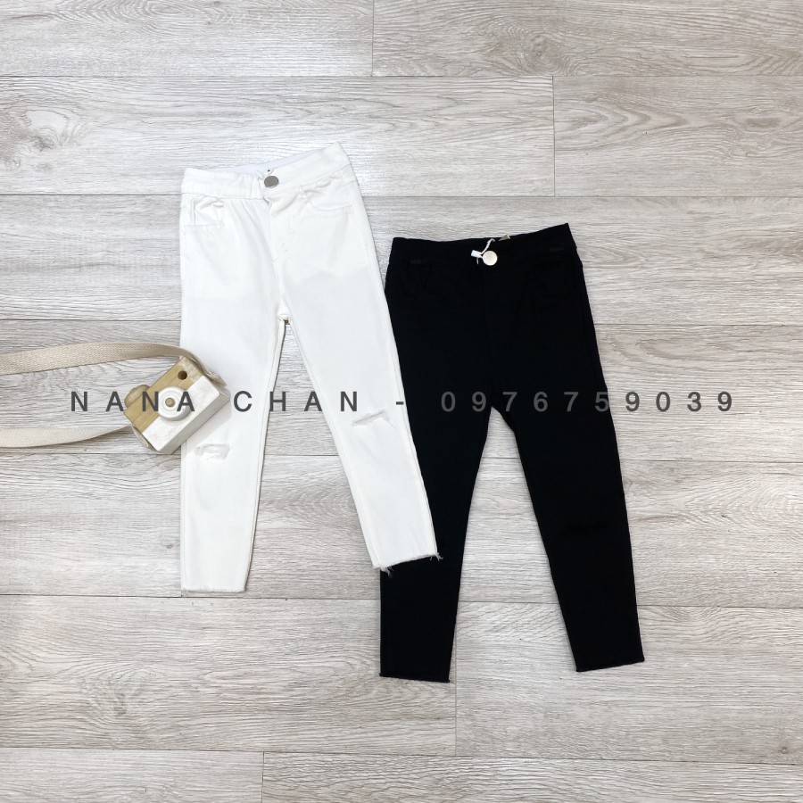 [Q076] Quần skinny rách gối 1 cúc sz 80-130