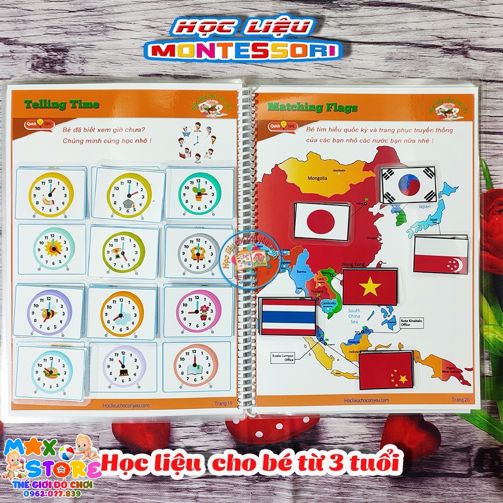 Học liệu Montessori nhiều chủ đề - Đồ chơi giáo dục sớm cho bé yêu - Bộ học liệu cho bé từ 3 tuổi