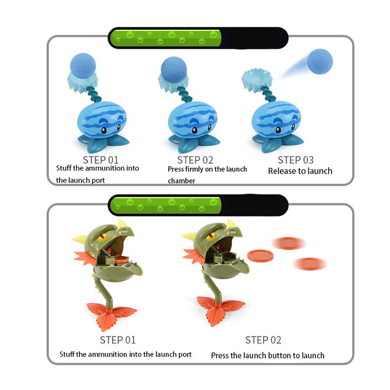 2022 Plants Vs Zombies Glowing Shooting Toy Set Snow Pea Snapdragon Zombie Kids Gift