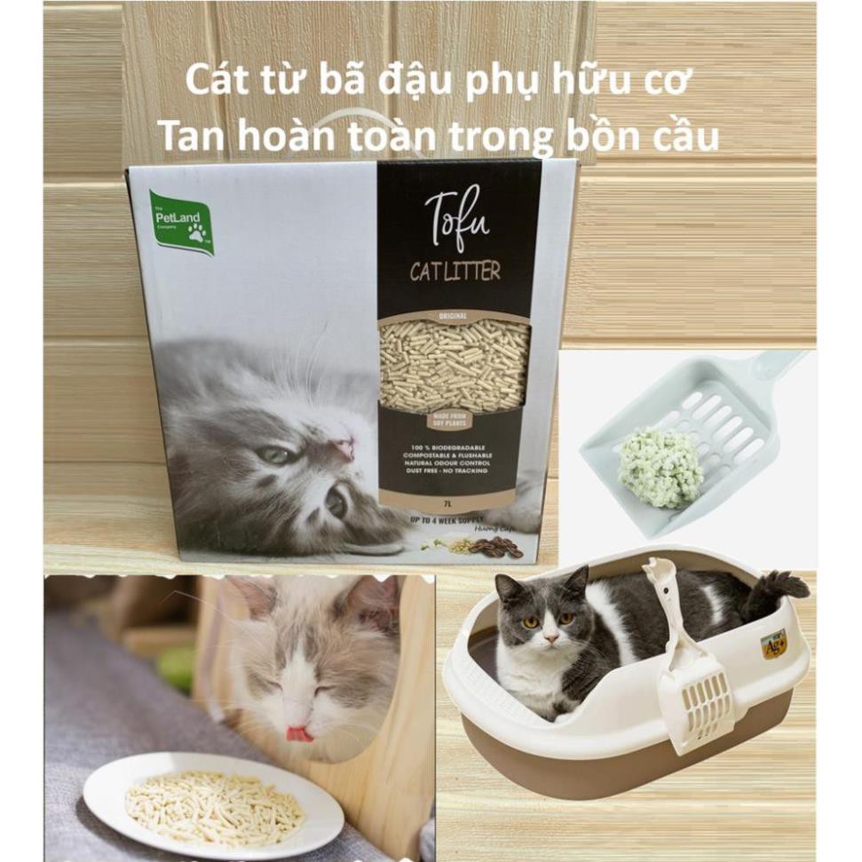 TFOR  Cát đậu phụ Tofu  Cát vệ sinh cho mèo làm từ bã đậu nành Hữu cơ hòa tan trong bồn cầu và mèo ăn không sao