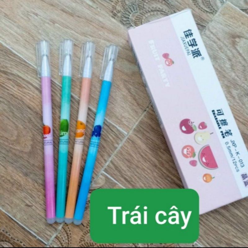 Bút bi viết xong xóa được_ mực xanh mẫu trái cây/con vật