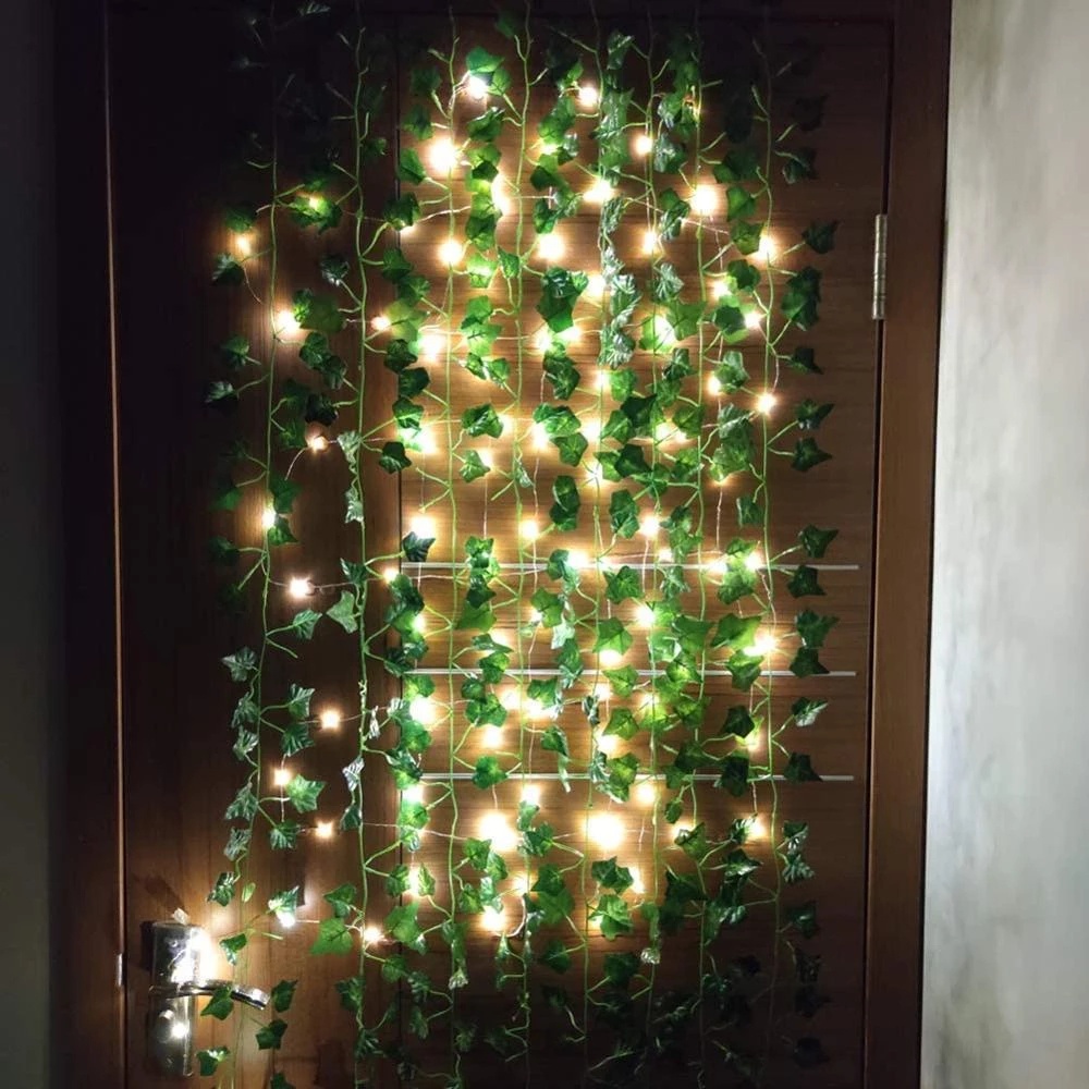 Dây Lá Thường Xuân Giả 20 Bóng Đèn LED 2m Trang Trí Tường Nhà / Văn Phòng / Sự Kiện