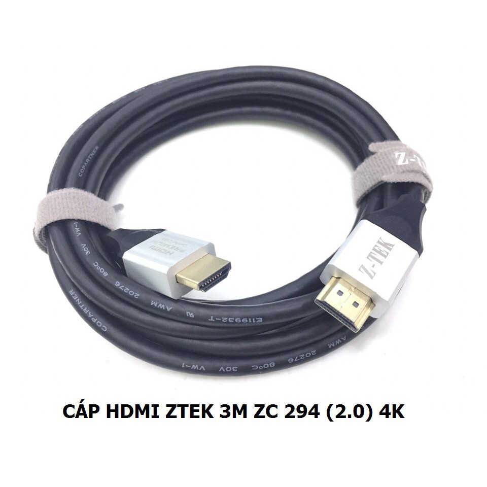 CÁP HDMI ZTEK 3M ZC294 (HDMI 2.0) 4K Cao Cấp màu đen Chính Hãng