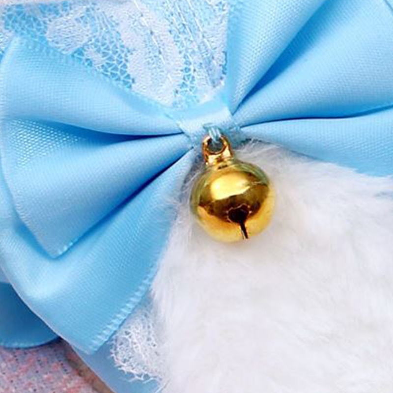 Băng Đô Tai Thỏ Bông Xếp Ly Phối Ren Đính Nơ Phong Cách Lolita Nhật Bản Đáng Yêu