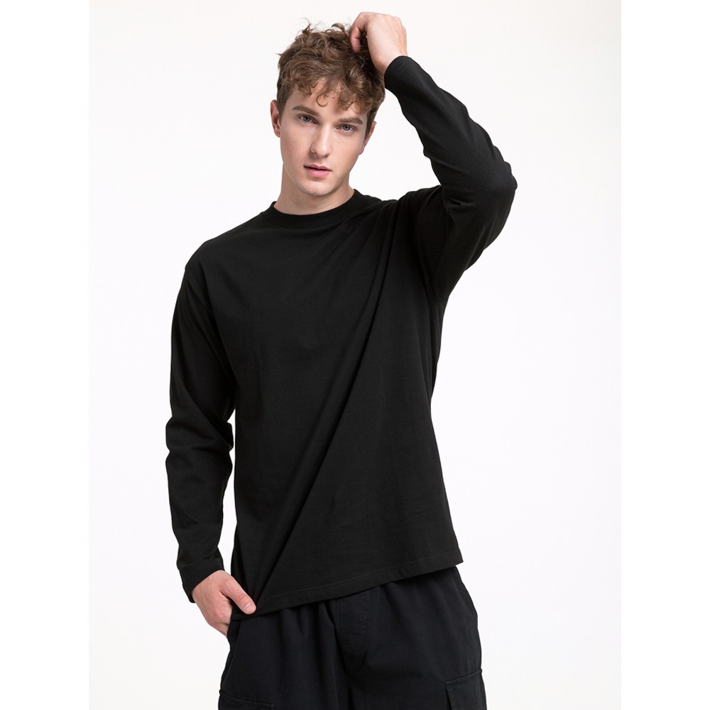 Áo phông tay dài IMME cho nam nữ form rộng màu đen trắng hàng xuất Nhật 100% Cotton 230gr/m2 | BigBuy360 - bigbuy360.vn