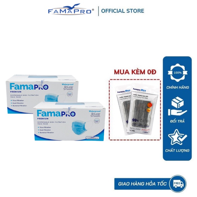 Khẩu trang y tế cao cấp 4 lớp kháng khuẩn Famapro Premium
