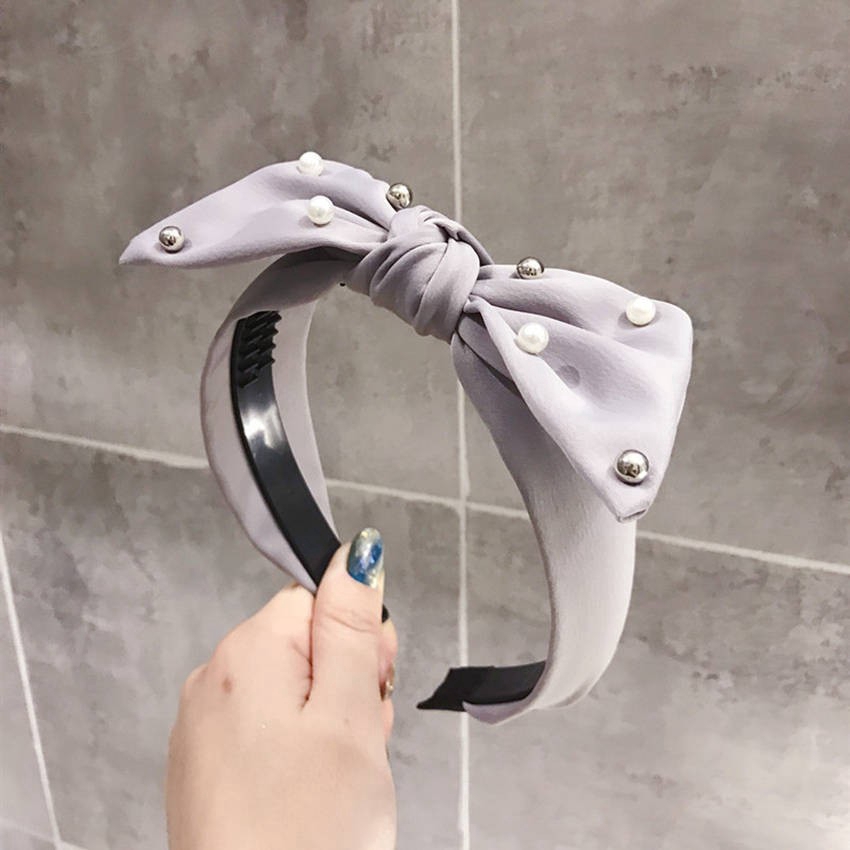 Băng đô cài tóc thắt nơ họa tiết chấm bi đơn giản thời trang