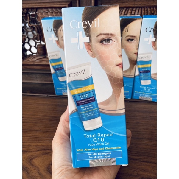 SALE   Gel Rửa Mặt CREVIL TOTAL REPAIR Q10 FACE WASH GEL 200ml Nhập Khẩu Đức