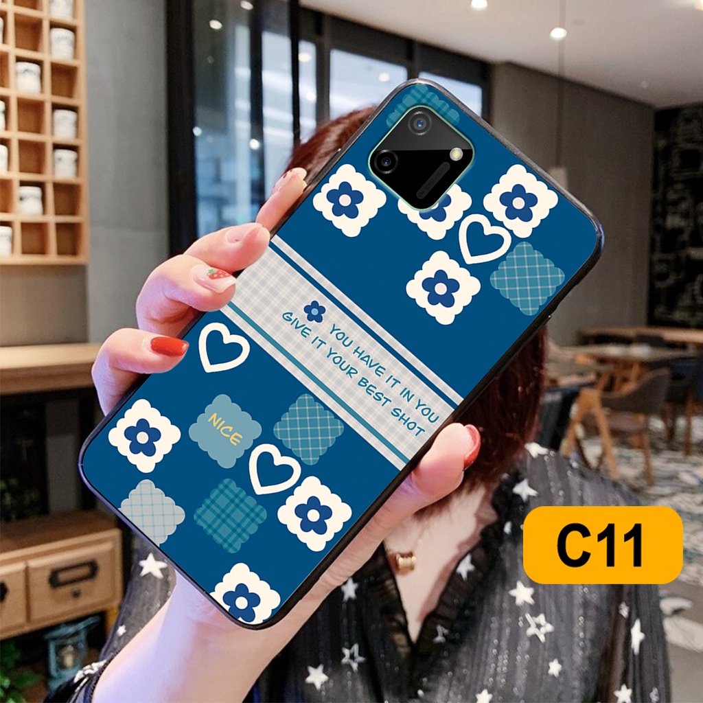 Ốp lưng Realme C11 / Realme C11 2020 / C11 2021 in hoạ tiết caro trái tim đen trắng, gấu bear cute đáng yêu