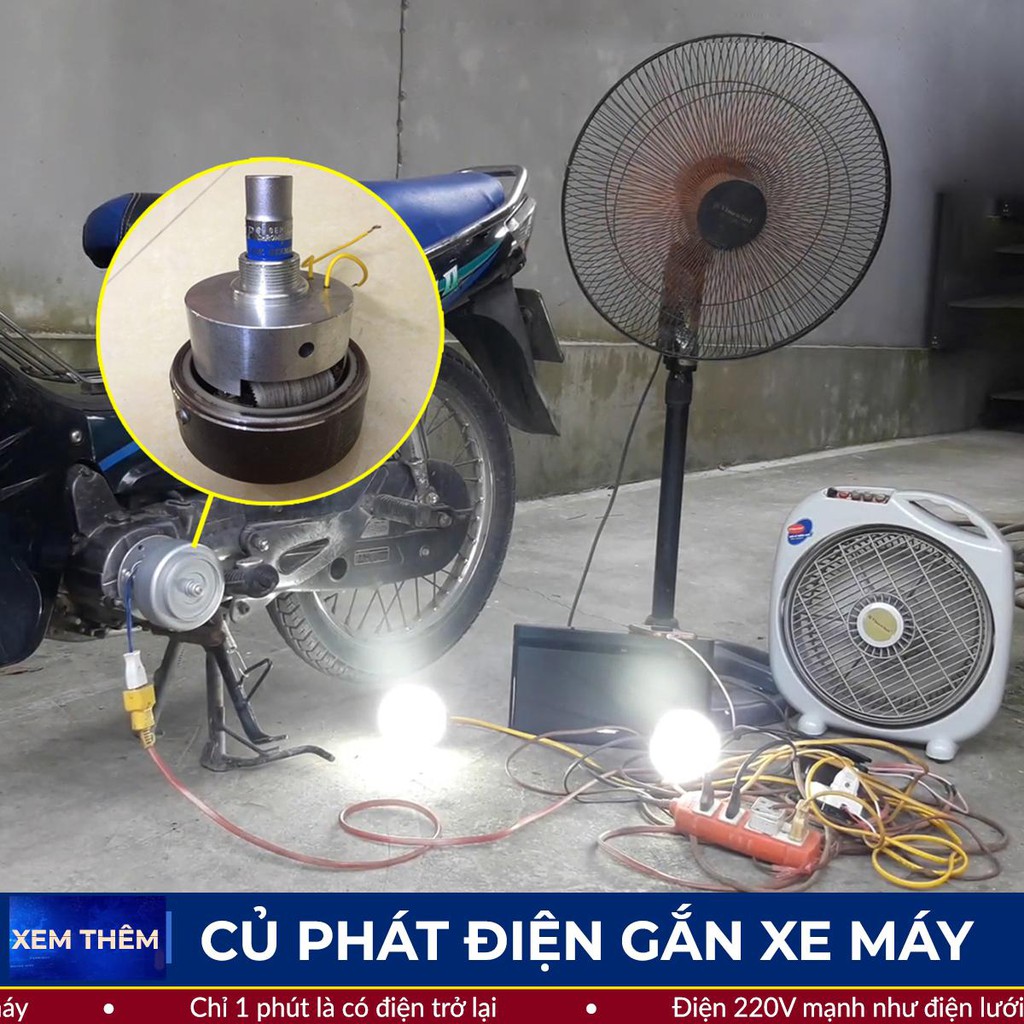 Củ phát điện gắn xe máy - Công suất 1500W - Máy phát điện gia đình