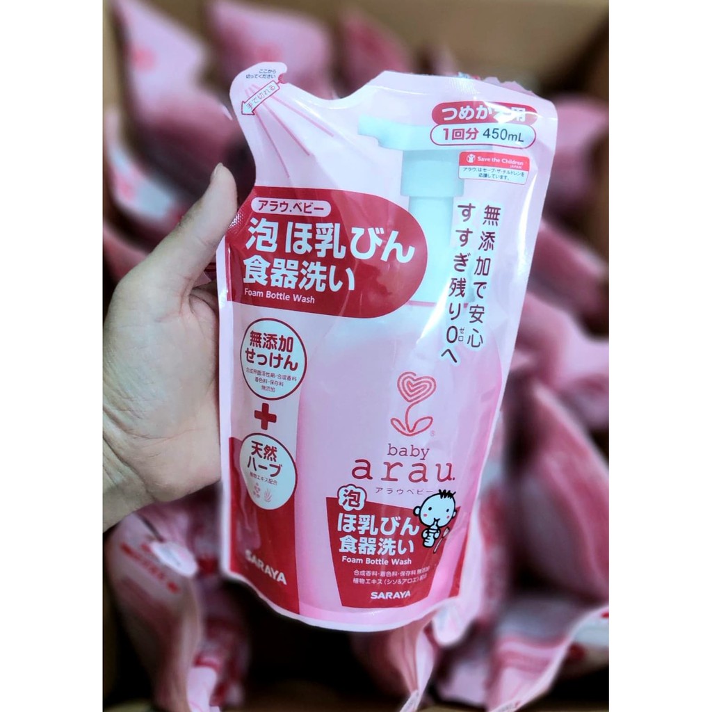 Nước rửa bình Arau Baby Nhật chai 500ml/túi 450ml