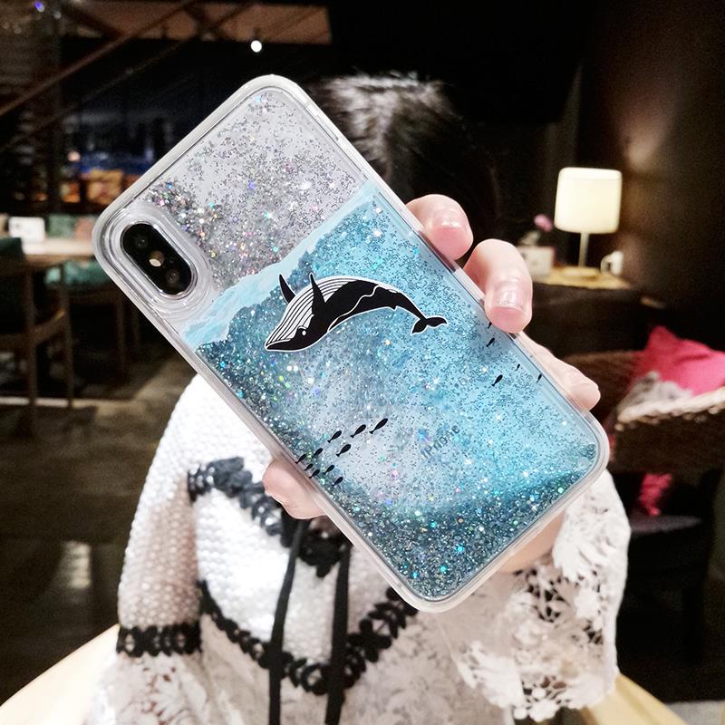 Ốp điện thoại tpu silicon kim tuyến nước in hoạt hình cho iPhone X XS xr XSMAX 11 12 13 MINI PRO MAX