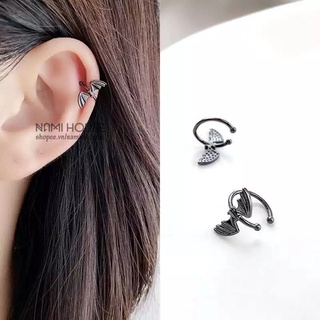 Bông tai kẹp vành tai kiểu cánh dơi màu đen (không cần bấm lỗ tai) - namimi