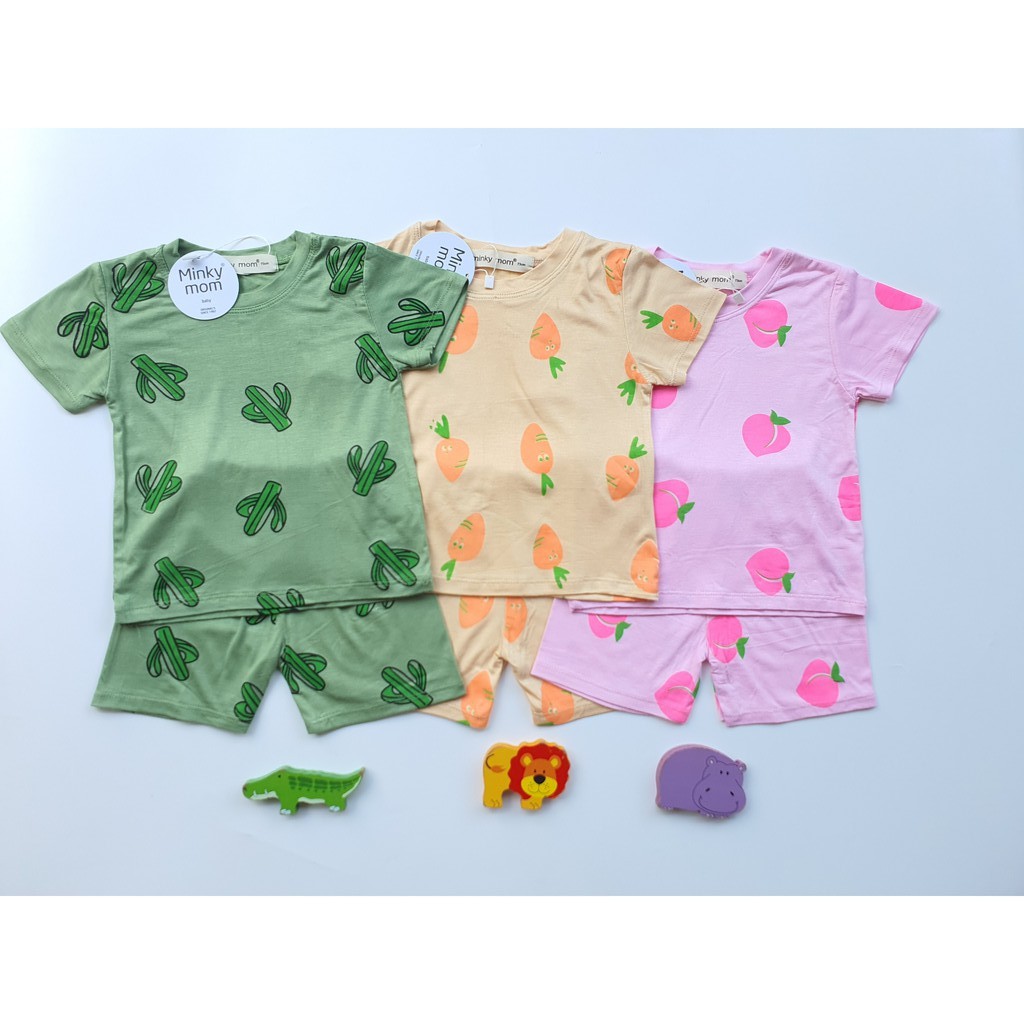 Bộ Cộc Tay Thun Lạnh In Toàn Thân Minky Mom Dễ Thương Cho Bé TN-IN12