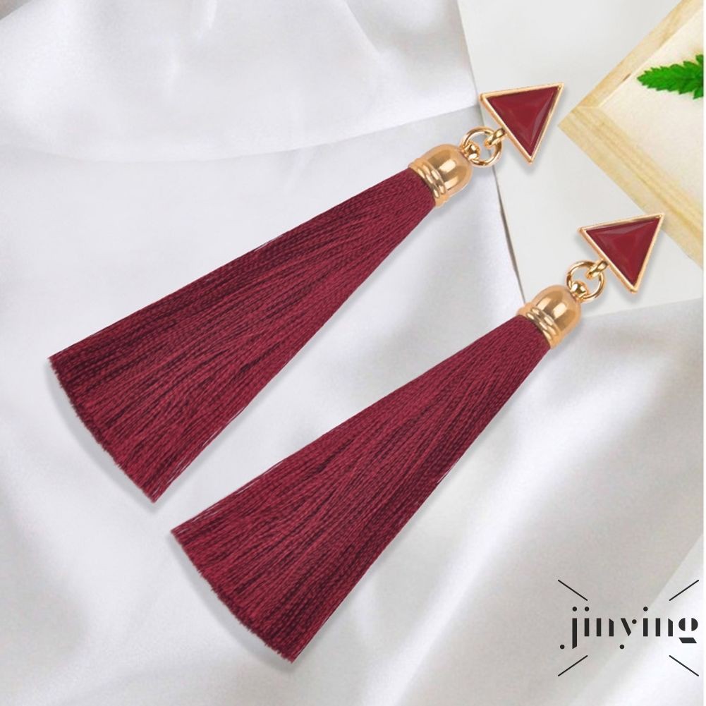 GETNOIVAS Hoa tai dáng dài phối tua rua phong cách vintage cho nữ