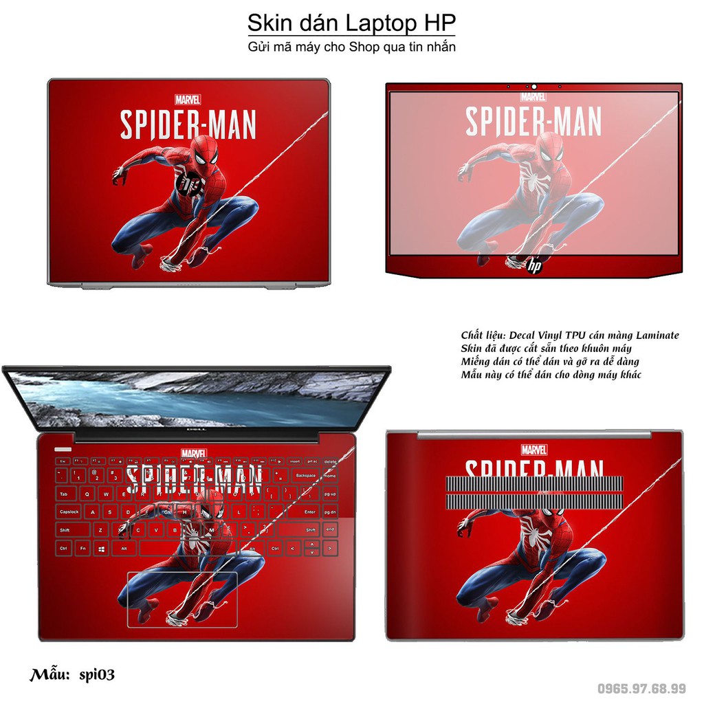 Skin dán Laptop HP in hình người nhện Spiderman (inbox mã máy cho Shop)