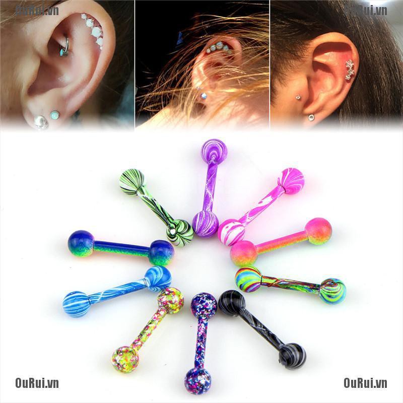 Bộ 10 Bông Tai Bằng Thép Không Gỉ Nhiều Màu Sắc Độc Đáo