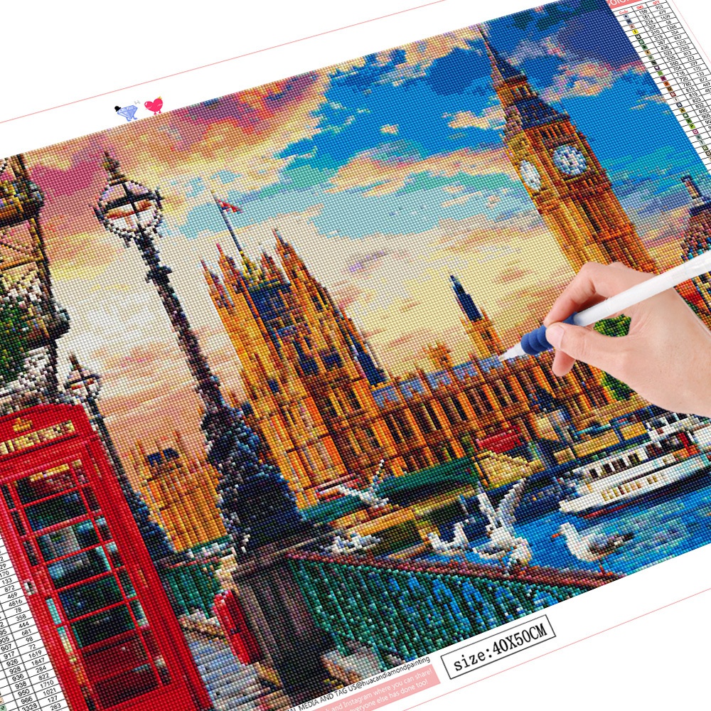 Tranh Thêu Trang Trí Thủ Công 5d Hình Thành Phố