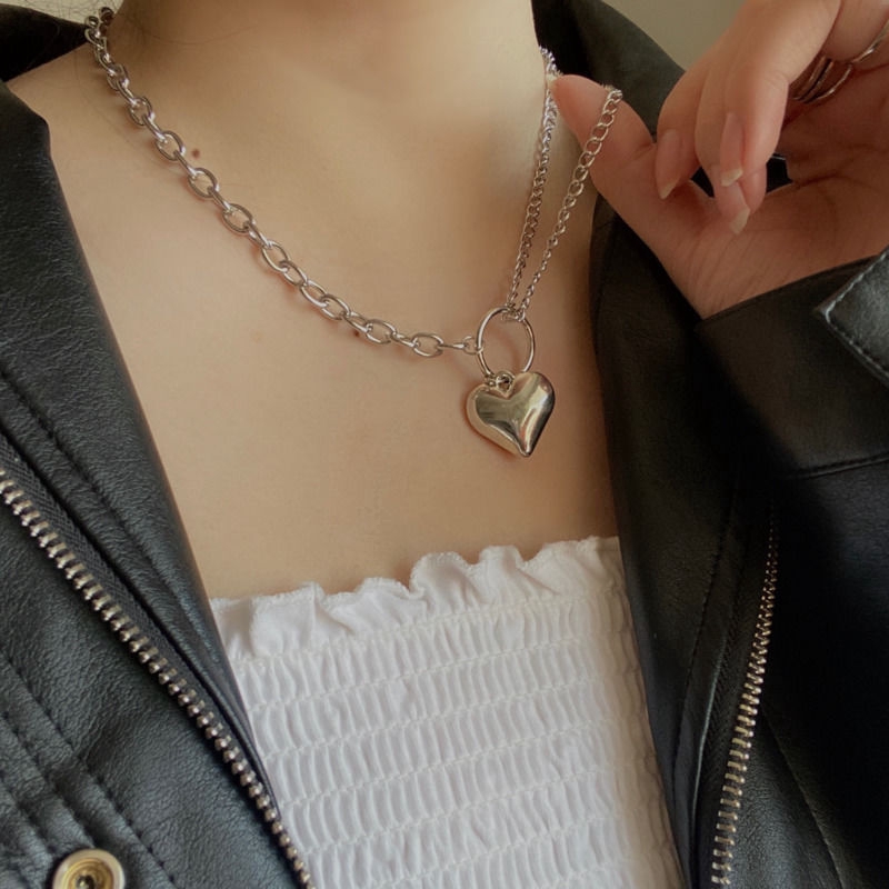 Vòng Cổ Gắn Mặt Hình Trái Tim Cá Tính Phong Cách Hip-Hop