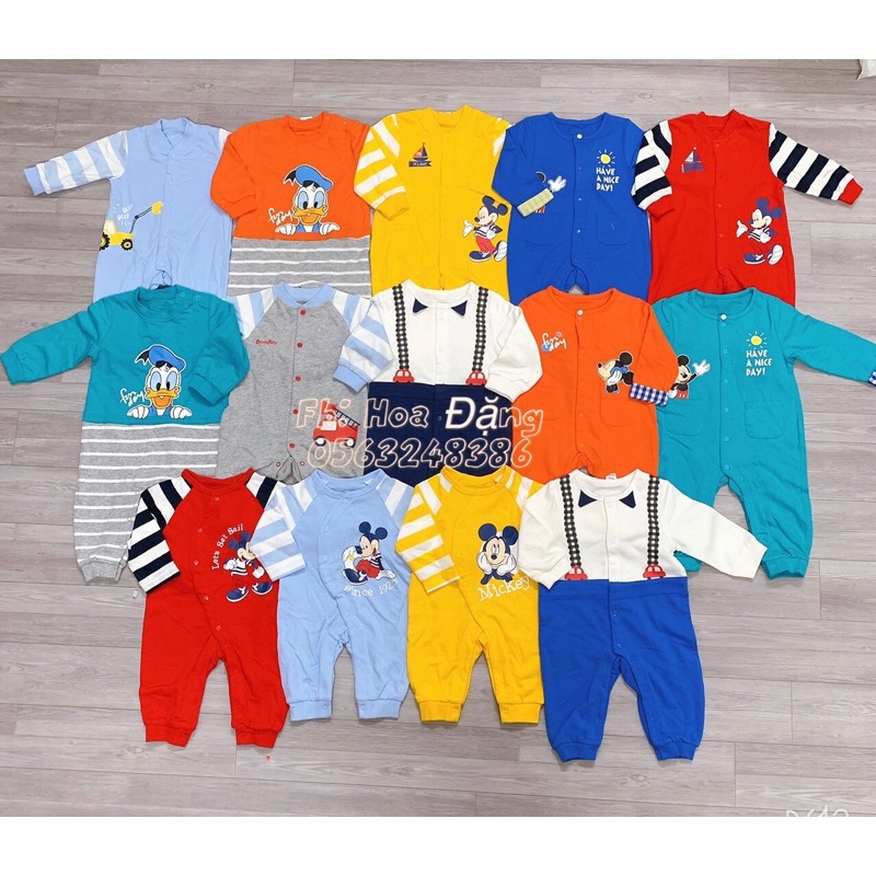 Body sleepsuit xuất nhật không liền tất chất nỉ da cá hãng DISNEY siêu đẹp dành cho bé 4-14kg