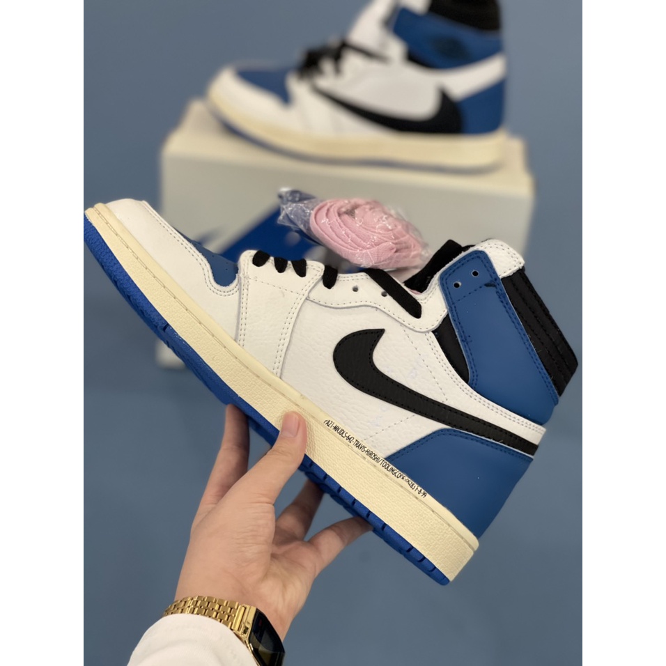 ZinVG Giày jordan travis cao cổ xanh trắng , Giày Thể Thao Jordan cao cổ NAM NỮ