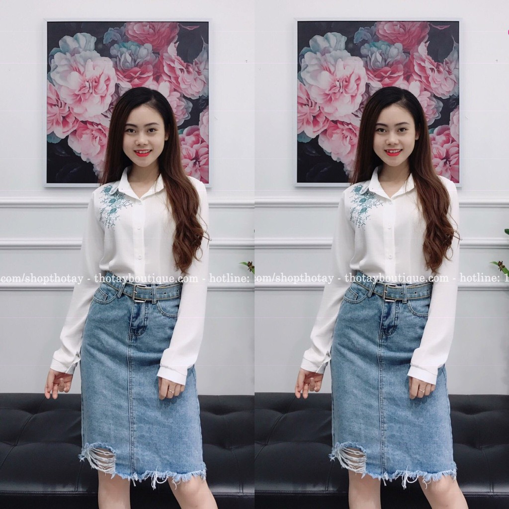 CHÂN VÁY JEAN DÀI CHỮ A RÁCH NHẸ | BigBuy360 - bigbuy360.vn