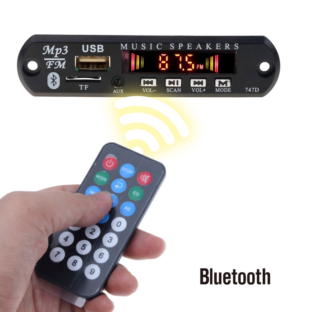 Mô đun giải mã bluetooth 5V 12V màn hình màu cho MP3 FM Radio TF USB AUX Car Audio