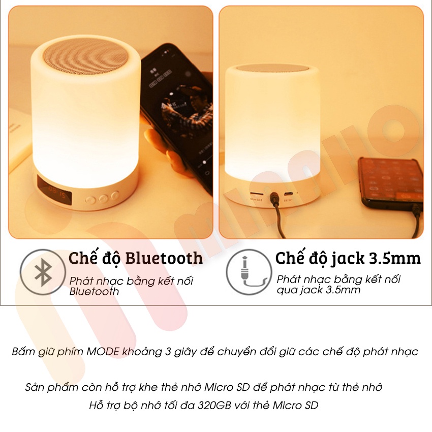 Đèn Ngủ Thông Minh 3 Trong 1 Minaho - Đèn Ngủ Có Loa Bluetooth Kiêm Đồng Hồ Báo Thức