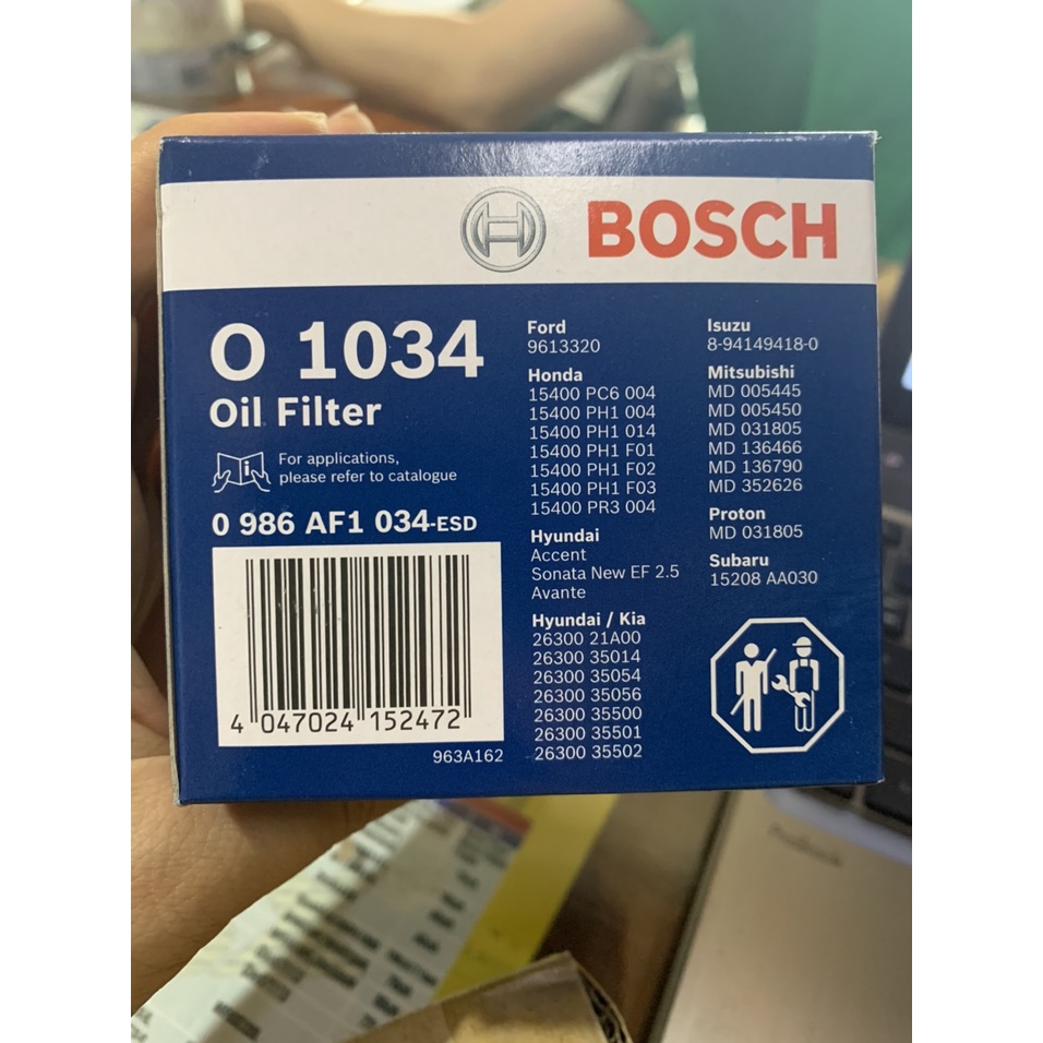 Lọc nhớt bosch mã 1034 dành cho các dòng xe Huyndai Accent, Avante, Sonata, Kia ,...