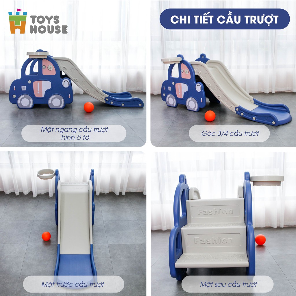 Cầu trượt kèm khung bóng rổ hình Ô tô cho bé Toyshouse WM21B061-B , hàng chính hãng cao cấp