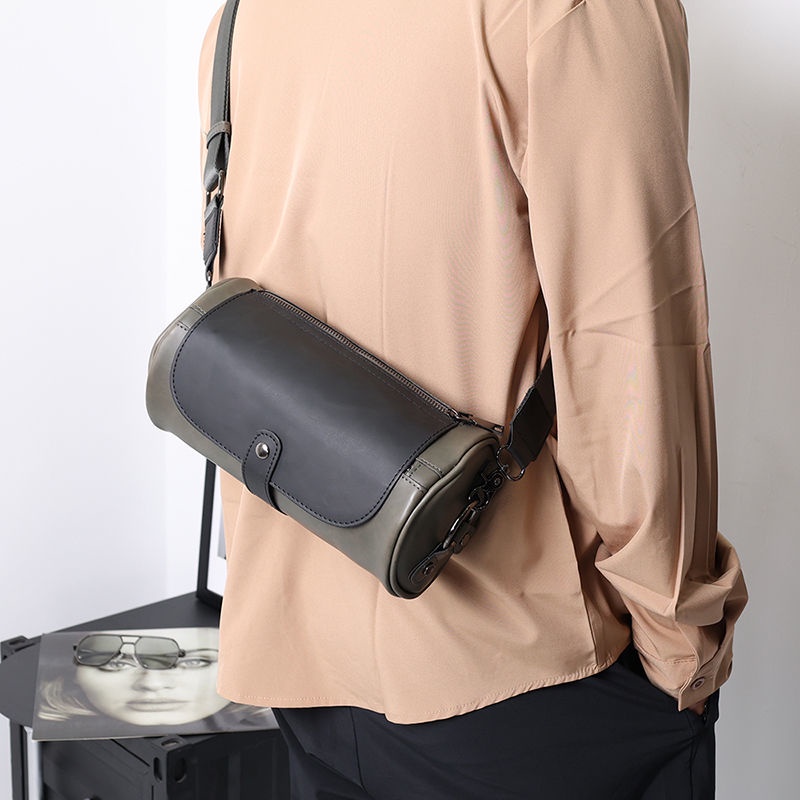 Túi Đeo Vai Hình Trụ Cỡ Nhỏ Phong Cách Đường Phố Thời Trang Cho Nam
